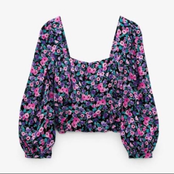 Zara Floral Puff Sleeve Blouse - Picture 5 of 9